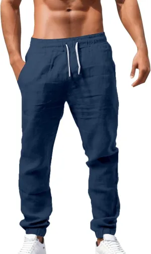 Sweatpants for Men Summer Drawstring Elastic Waist Fit Pockets Casual Athletic Summer Fresh Running Trousers