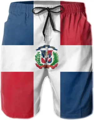 Swim Shorts Mens Dominican Republic Flag Swim Trunks Beach Board Shorts Quick Dry Beachwear Sports Running