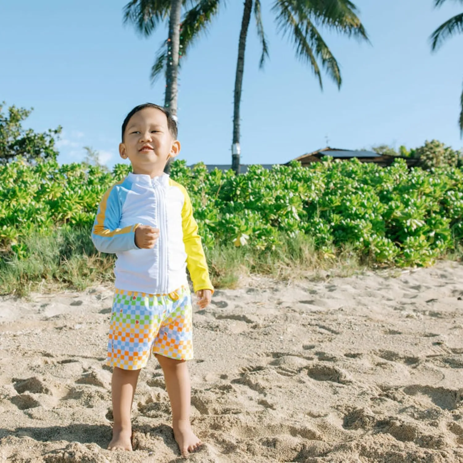 SwimZip Boys' Long Sleeve Rash Guard & Swim Shorts Set - UPF 50  Sun Protection