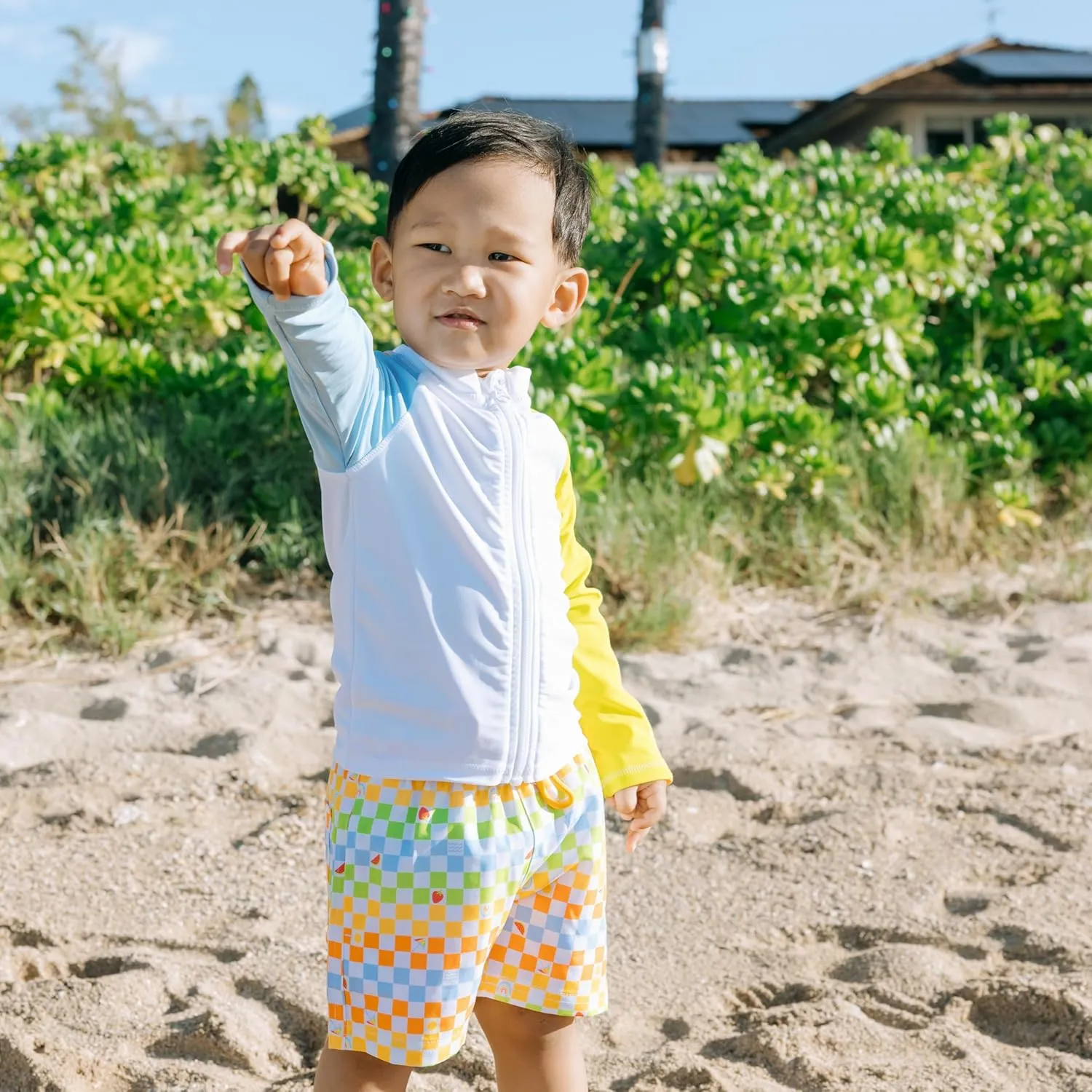 SwimZip Boys' Long Sleeve Rash Guard & Swim Shorts Set - UPF 50  Sun Protection