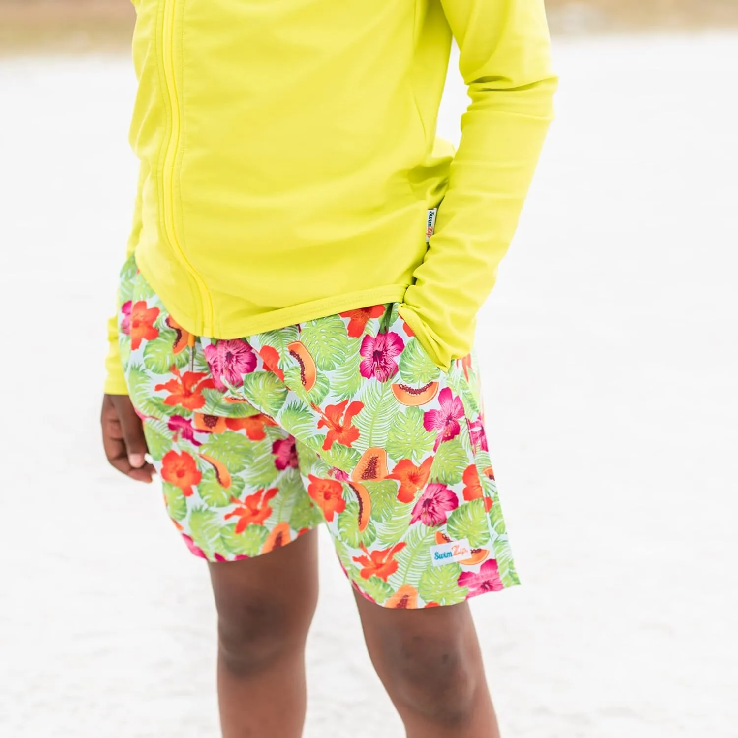 SwimZip Boys' Swim Trunks with Boxer Brief Liner and UPF 50  Sun Protection