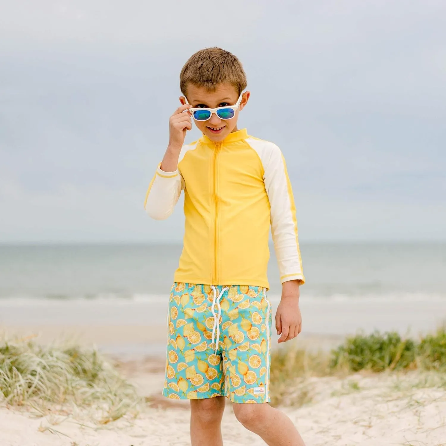 SwimZip Boys' Swim Trunks with Boxer Brief Liner and UPF 50  Sun Protection