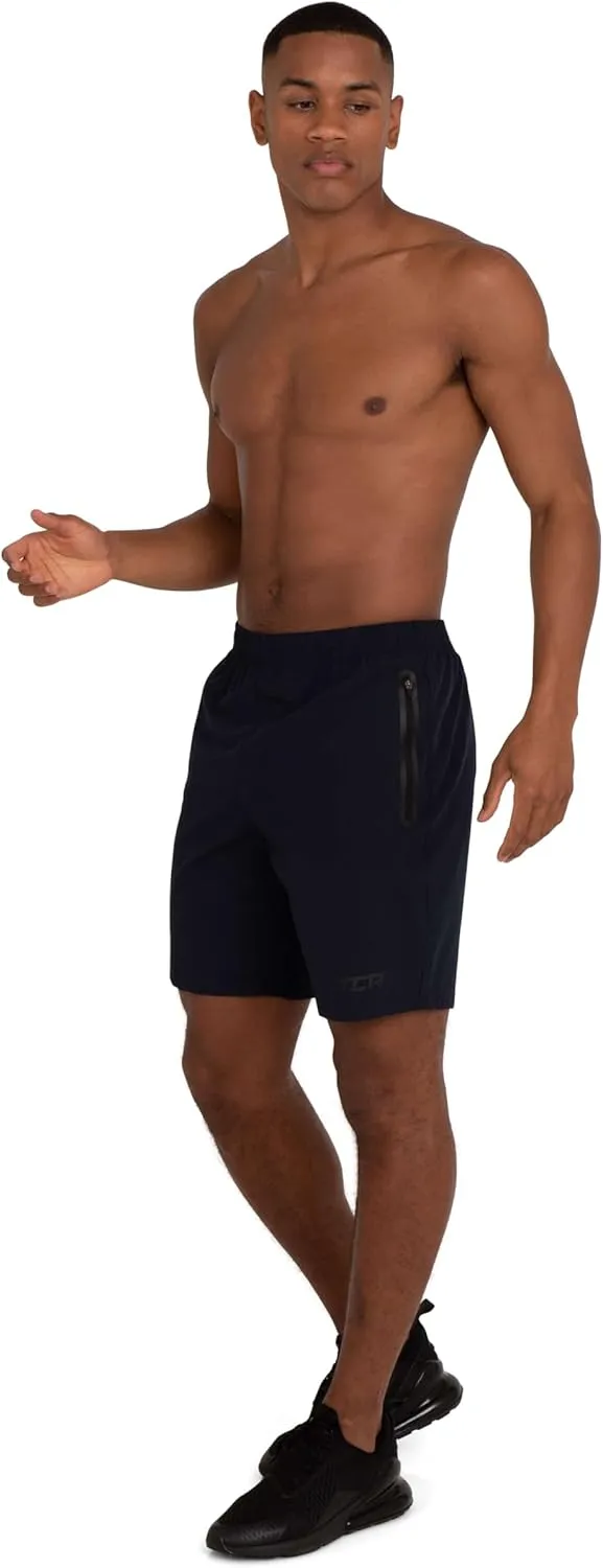 TCA Elite Tech Men Gym Athletic Workout Running Shorts for Men with Zipper Pockets