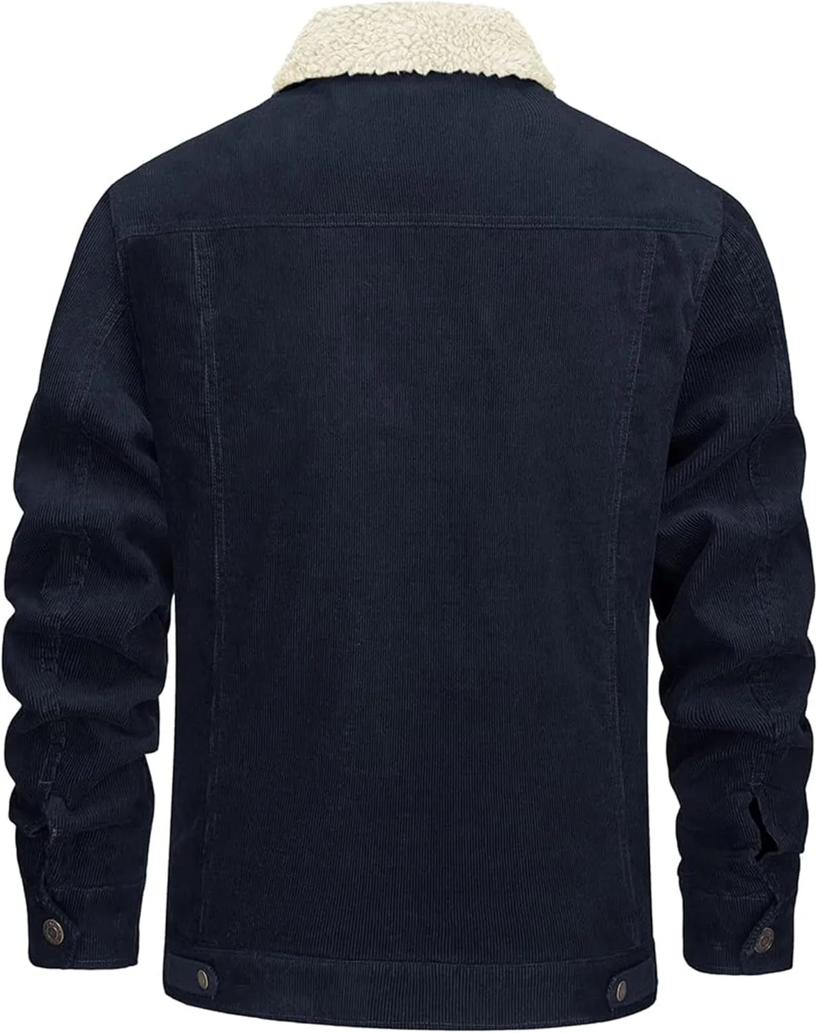Thatrich Men's Corduroy Jacket Sherpa Lined Button Down Winter Coat Lightweight Fleece Jackets Lapel Long Sleeve Coat Outwear