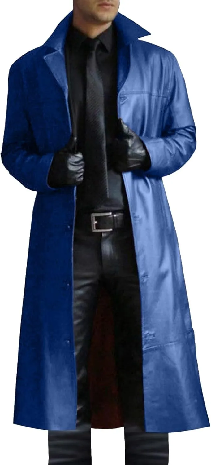 Thatrich Mens Motorcycle Bomber Jackets Long Windbreaker Jacket Steampunk Overcoat Open Front Coat Lightweight Cardigan Coats