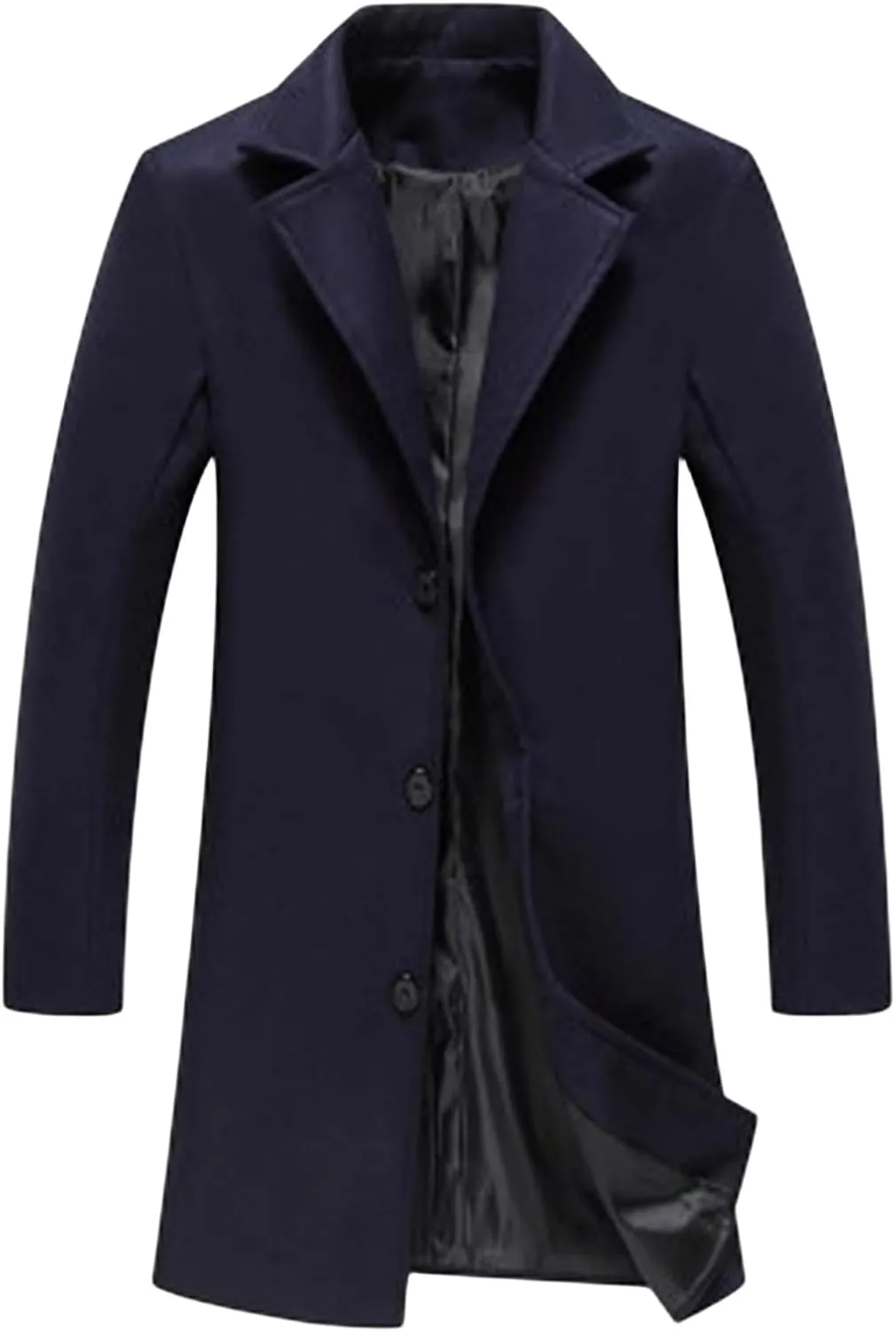 Thatrich Mens Trench Coat Long Casual Business Jackets Oversized Relaxed Fit Outwears Single Breasted Winter Warm Trenchcoats