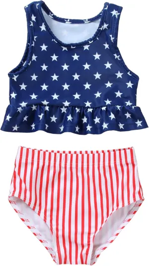 Toddler Baby Girl Swimsuits Summer Sleeveless Bathing Suit Two Piece Swimwear Bikini Bottom Beach Outfits Set 6M-5T