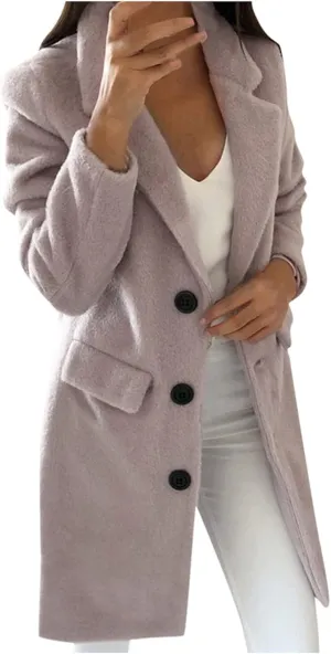 Trench Coats for Women 2023 Fall Wool Blend Pea Coat Fashion Classic Lapel Slim Overcoat Outerwear with Belt