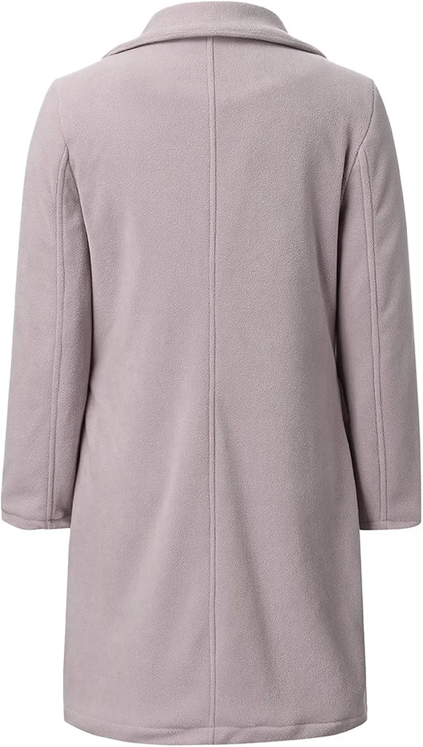 Trench Coats for Women 2023 Fall Wool Blend Pea Coat Fashion Classic Lapel Slim Overcoat Outerwear with Belt