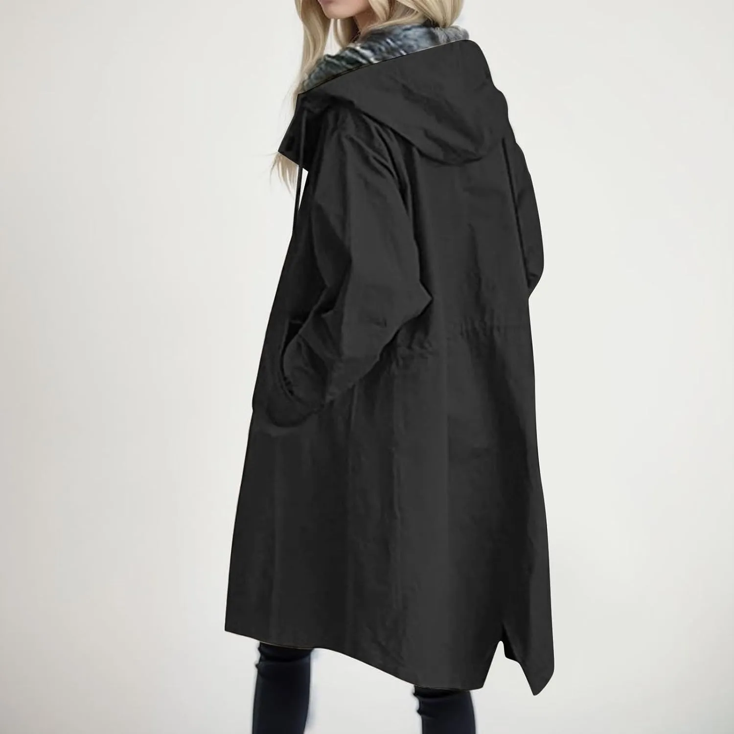 Trench Coats for Women Lightweight Long Rain Jacket with Hood Womens Waterproof Windbreaker Raincoats with Pockets Rain Coat