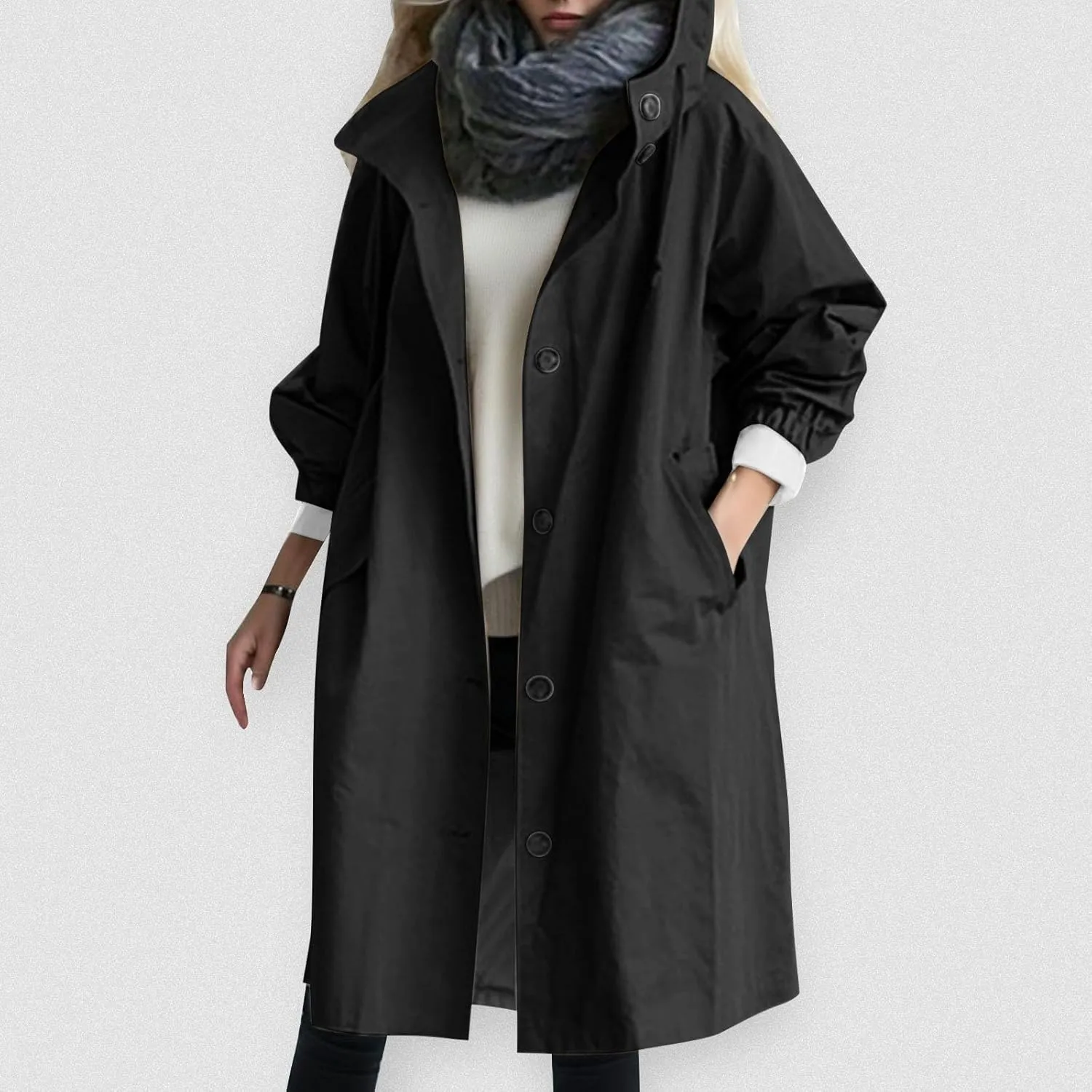 Trench Coats for Women Lightweight Long Rain Jacket with Hood Womens Waterproof Windbreaker Raincoats with Pockets Rain Coat