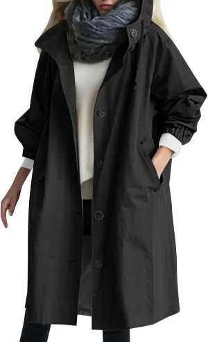 Trench Coats for Women Lightweight Long Rain Jacket with Hood Womens Waterproof Windbreaker Raincoats with Pockets Rain Coat