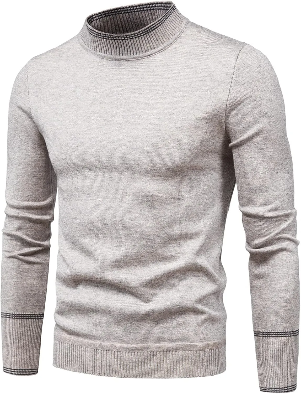 Turtleneck Men Men's Solid Basic Ribbed Slim Fit Knitted Pullover Turtleneck Sweaters Long Sleeve Thermal Baselayers