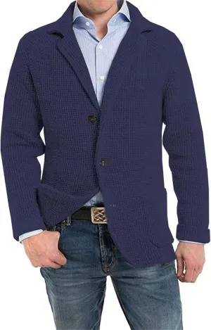 Wankang Men's Shawl Collar Cardigan Sweater Button Down Knitwear Cable Knit Button Down Winter Chunky Sweater with Pockets