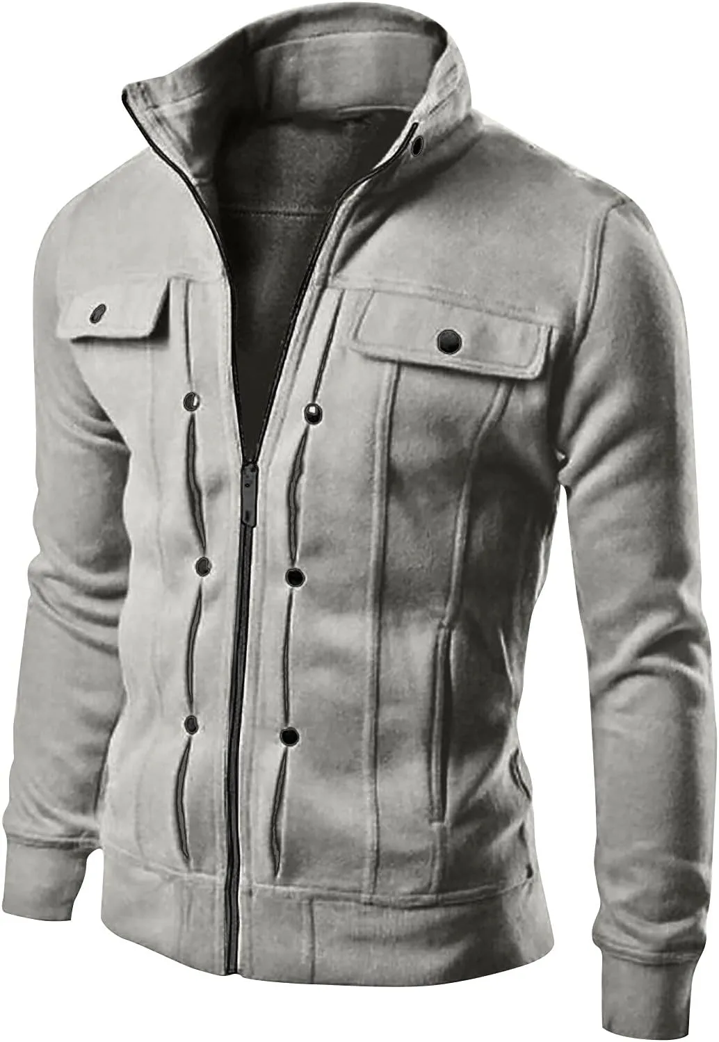 Warm Jacket for Mens Warm Fleece Jacket for Mens Slim Lapel Cardigan Coat Jacket Faux Fur Lined Jacket