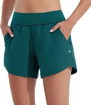 Willit Women's 5" Swim Board Shorts Quick Dry Beach Swimming Shorts UPF 50  High Waisted Liner Pockets