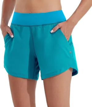 Willit Women's 5" Swim Board Shorts Quick Dry Beach Swimming Shorts UPF 50  High Waisted Liner Pockets