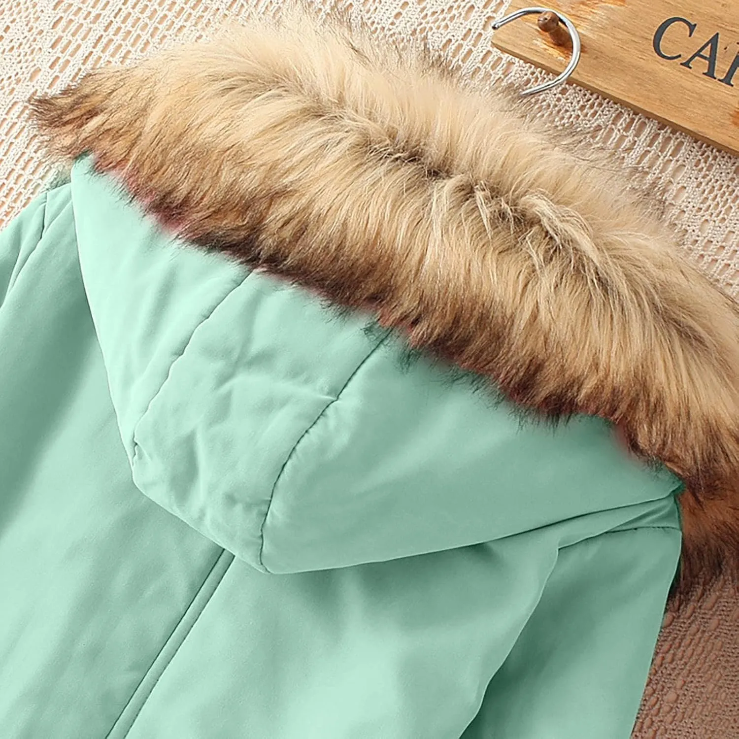 Winter Jackets for Women Hooded Plus Velvet Corduroy Coat Ladies Winter Coat Thickened Mid Length Warm Jacket