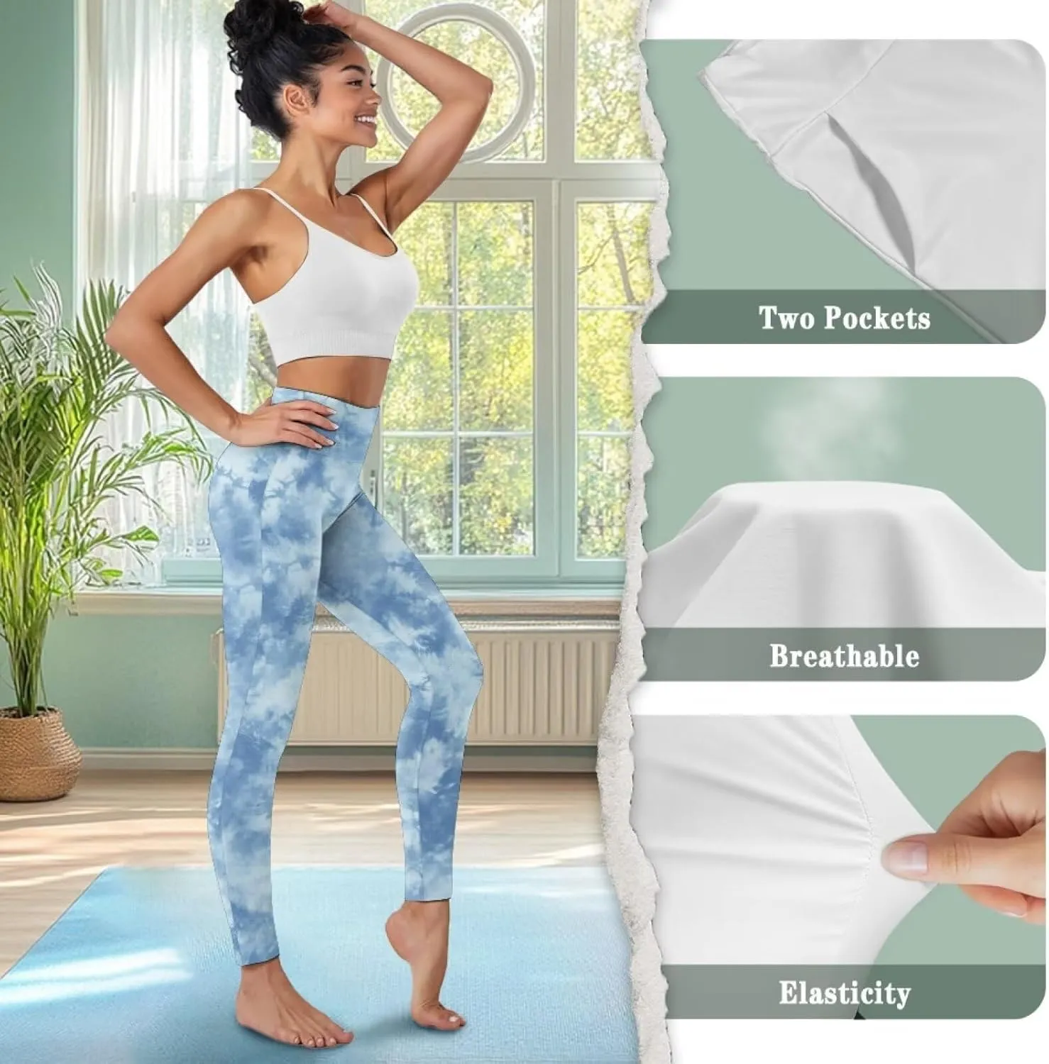 Women Buttery Soft Yoga Leggings with Pockets Tummy Control High Waisted 4-Way Stretch Full-Length Gym Pants