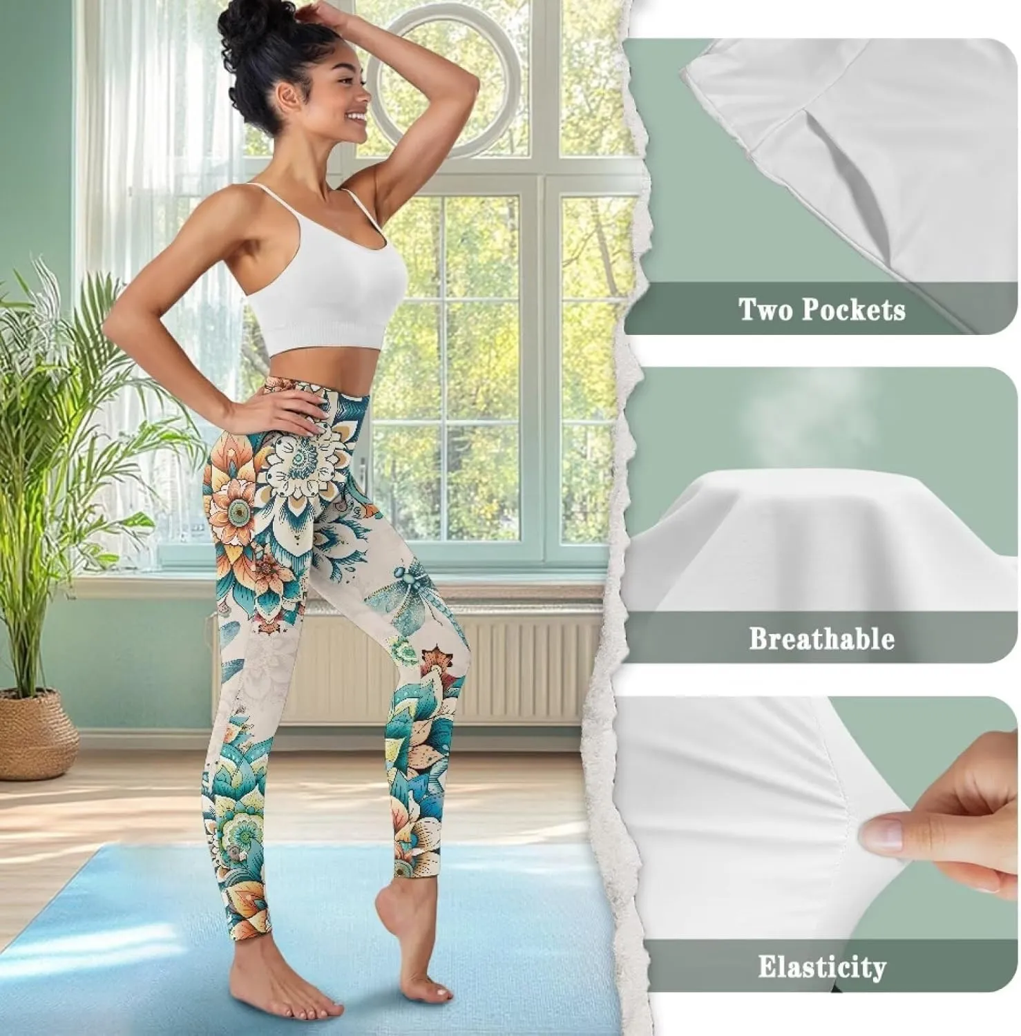 Women Buttery Soft Yoga Leggings with Pockets Tummy Control High Waisted 4-Way Stretch Full-Length Gym Pants