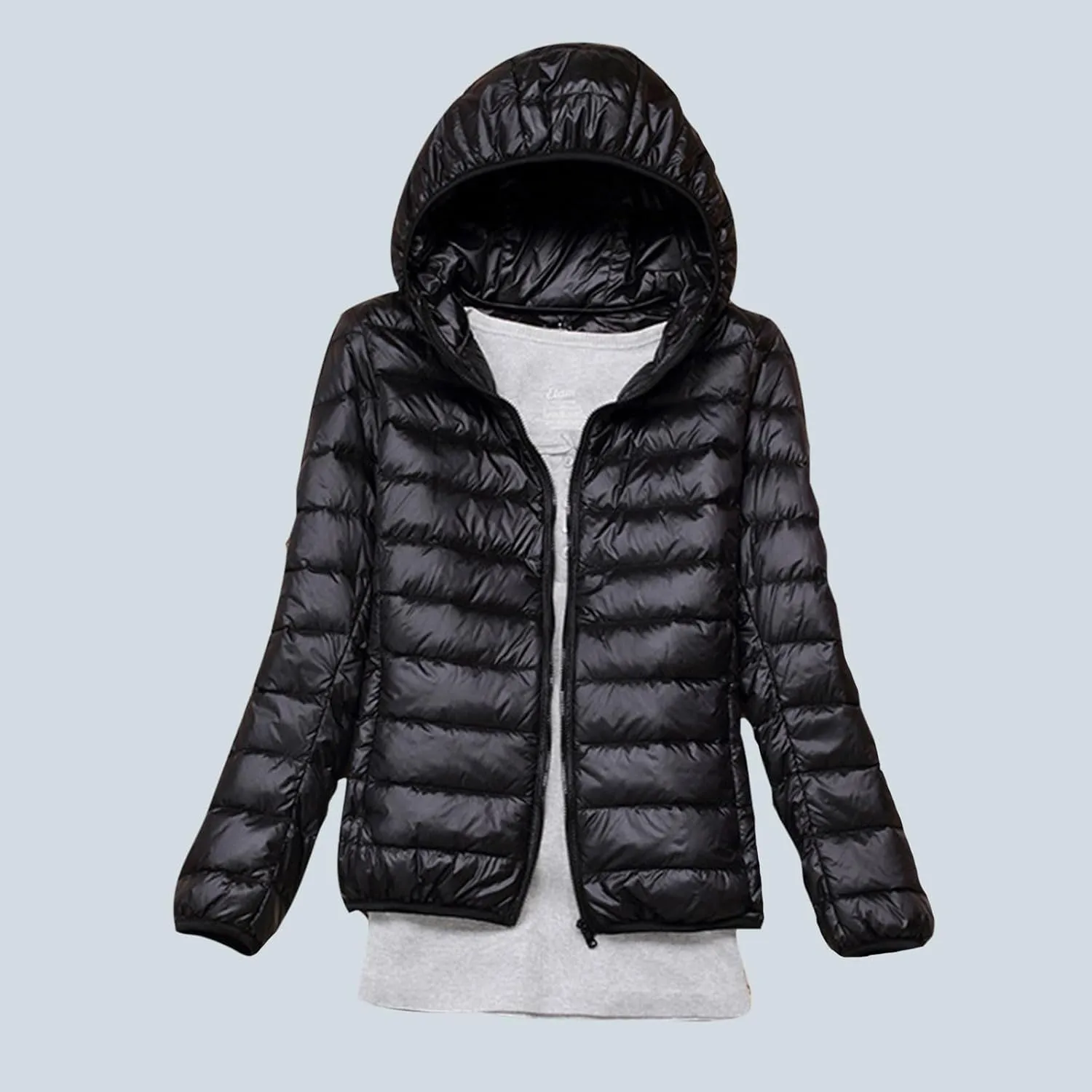 Women Lightweight Down Puffer Jacket with Hood Zip Up Long Sleeve Winter Warm Coat Thermal Puffer Jacket Outerwear