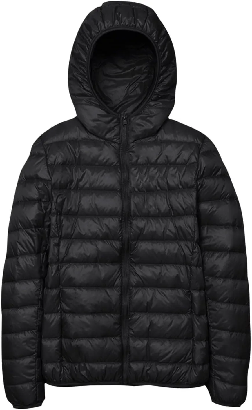 Women Lightweight Down Puffer Jacket with Hood Zip Up Long Sleeve Winter Warm Coat Thermal Puffer Jacket Outerwear