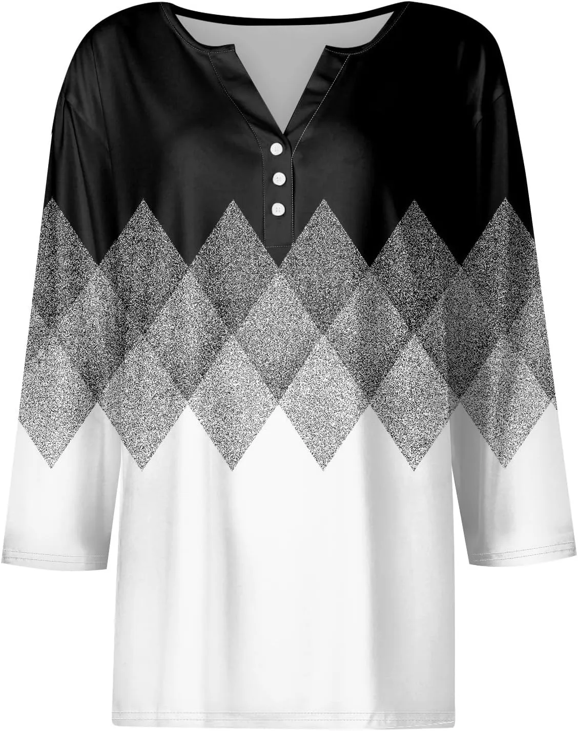Womens 3/4 Sleeve Tops,Women's T-Shirts Dressy Button Down Tunic Tops Striped Blouses Henley V Neck Summer Cute Tees