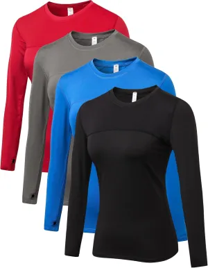Women's Athletic Compression Shirts Summer Long Sleeve Sun Shirt Mesh Workout Base Layer Thumb Holes Yoga T Shirt Sports Tops