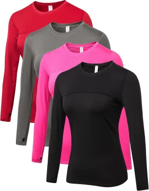 Women's Athletic Compression Shirts Summer Long Sleeve Sun Shirt Mesh Workout Base Layer Thumb Holes Yoga T Shirt Sports Tops