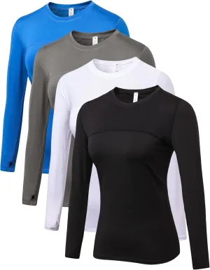 Women's Athletic Compression Shirts Summer Long Sleeve Sun Shirt Mesh Workout Base Layer Thumb Holes Yoga T Shirt Sports Tops