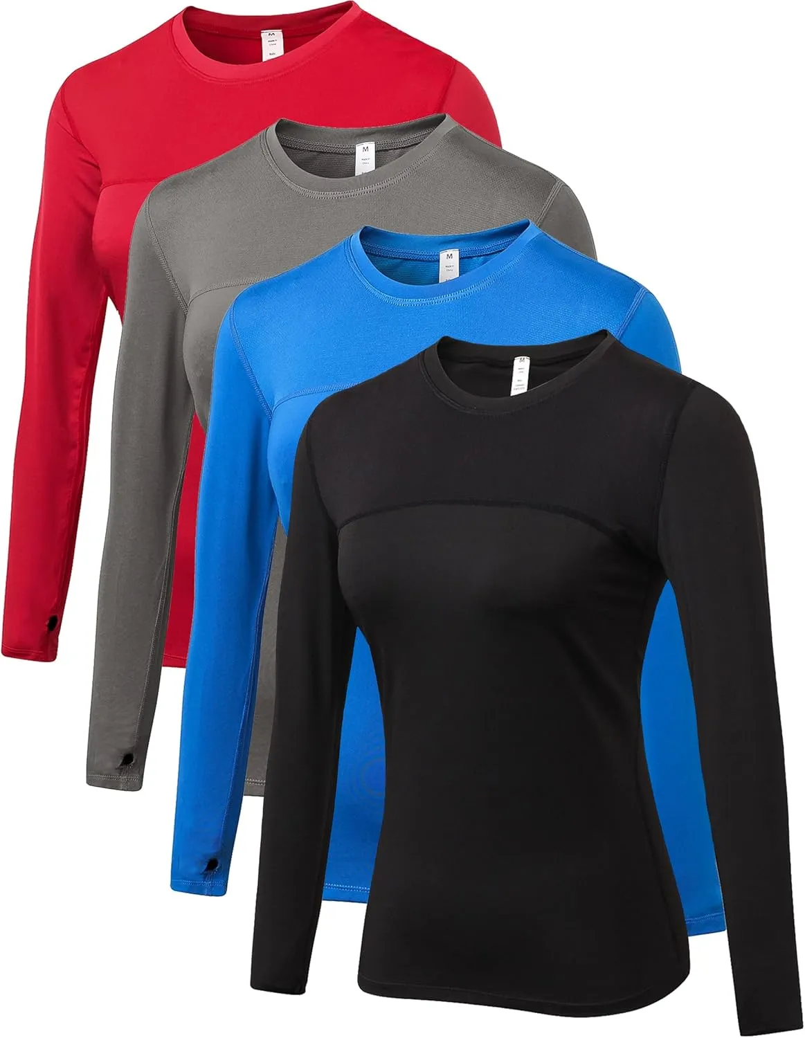 Women's Athletic Compression Shirts Summer Long Sleeve Sun Shirt Mesh Workout Base Layer Thumb Holes Yoga T Shirt Sports Tops