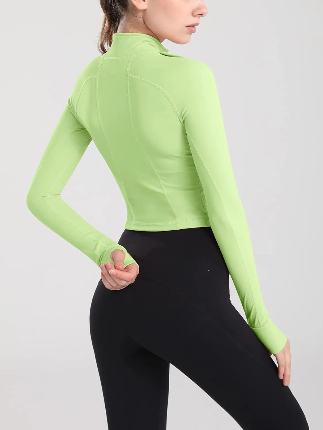 Women's Athletic Half Zip Pullover Sweatshirt Workout Top Crop Quarter Zip Pullover Yoga Running Jackets