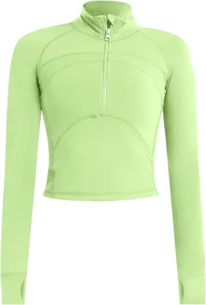 Women's Athletic Half Zip Pullover Sweatshirt Workout Top Crop Quarter Zip Pullover Yoga Running Jackets