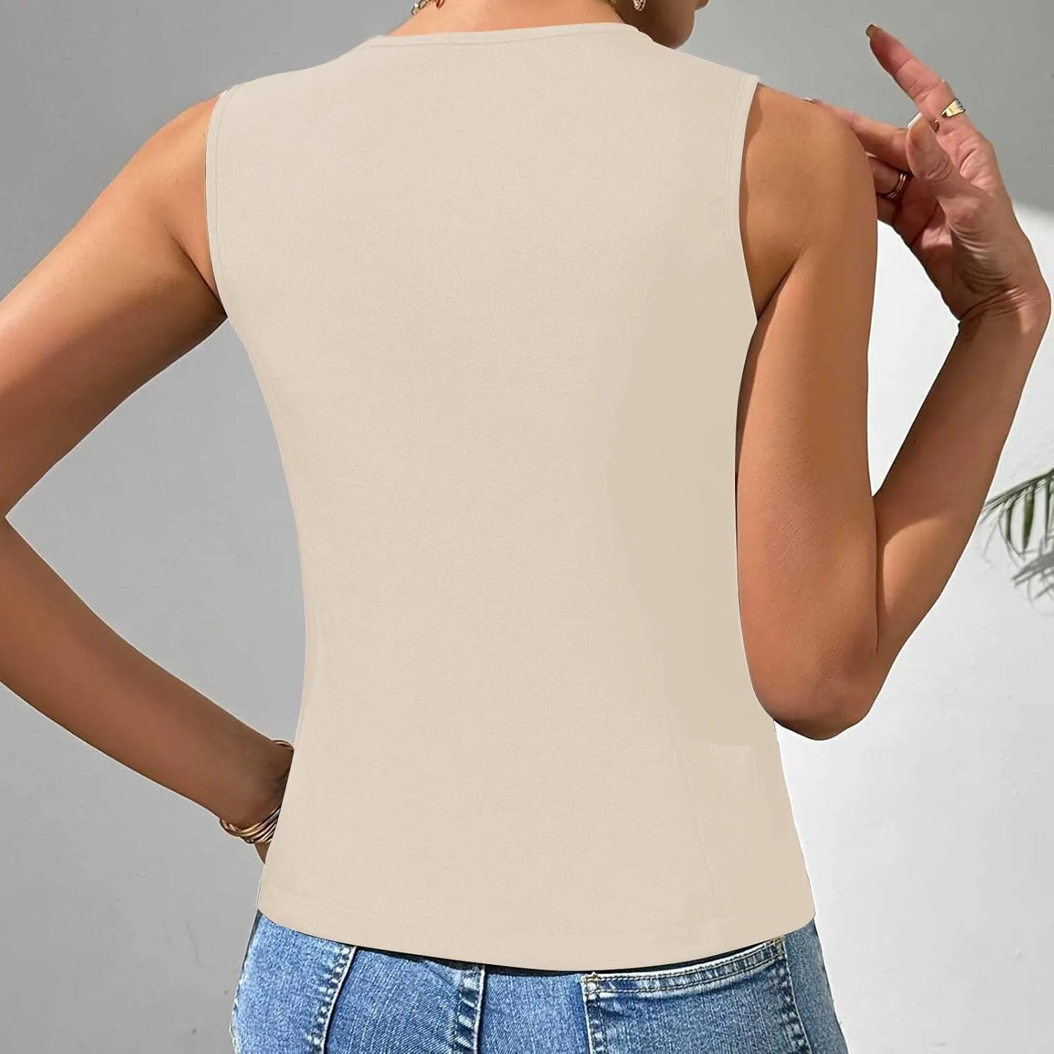 Womens Blazer Vest Button Front V Neck Lightweight Sleeveless Vest Solid Color Business Work Office Blazer Waistcoat