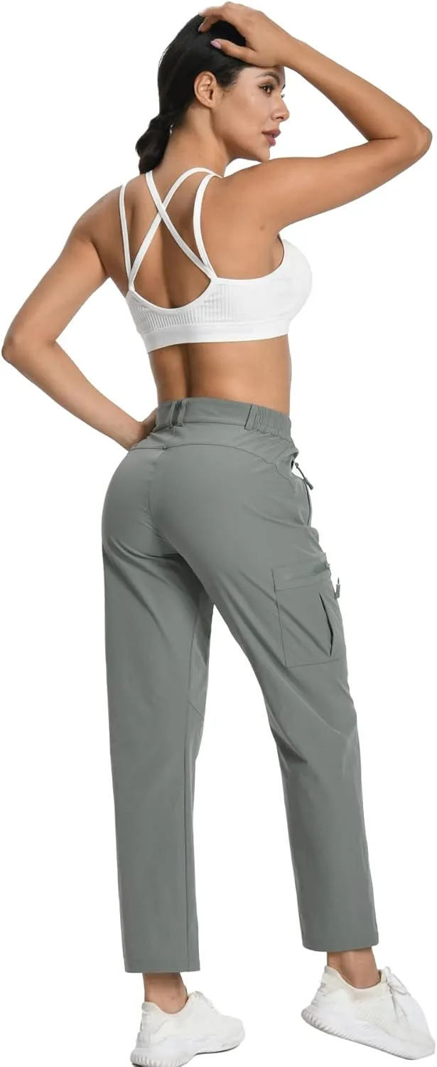Womens Cargo Hiking Pants - Travel Lightweight Water Resistant 4 Pockets Casual Quick Dry Athletic Climbing Pants