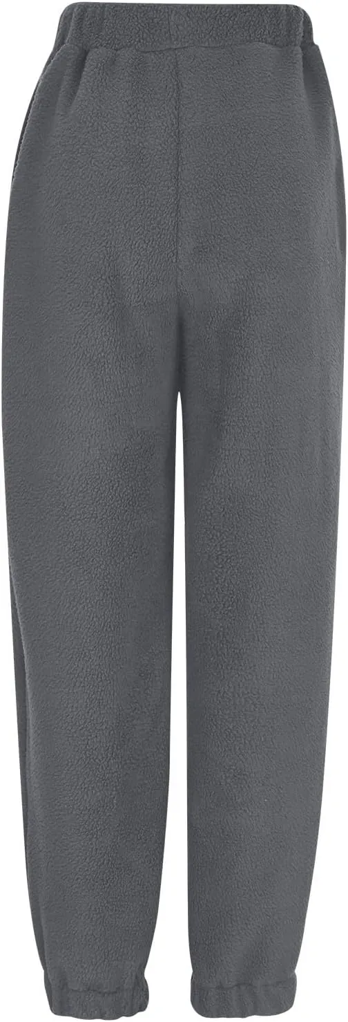 Womens Casual Sweatpants Fleece Lined High Waist Jogger Pants Comfy Cinch Bottom Sweat Pants Baggy Workout Gym Pants