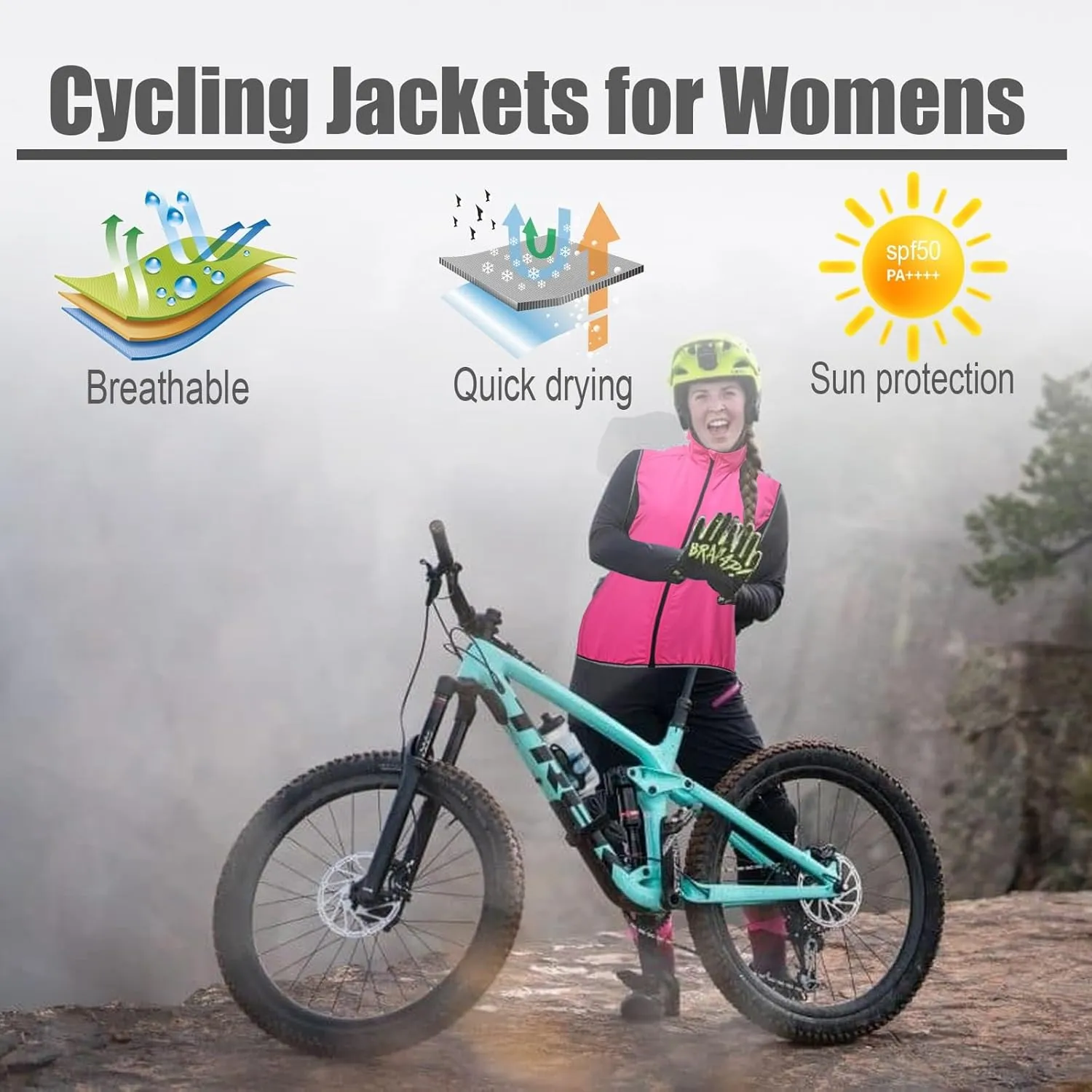 Womens Cycling Running Vest, Sleeveless Windbreakers Windproof Breathable For Cycling Running Hiking Travel