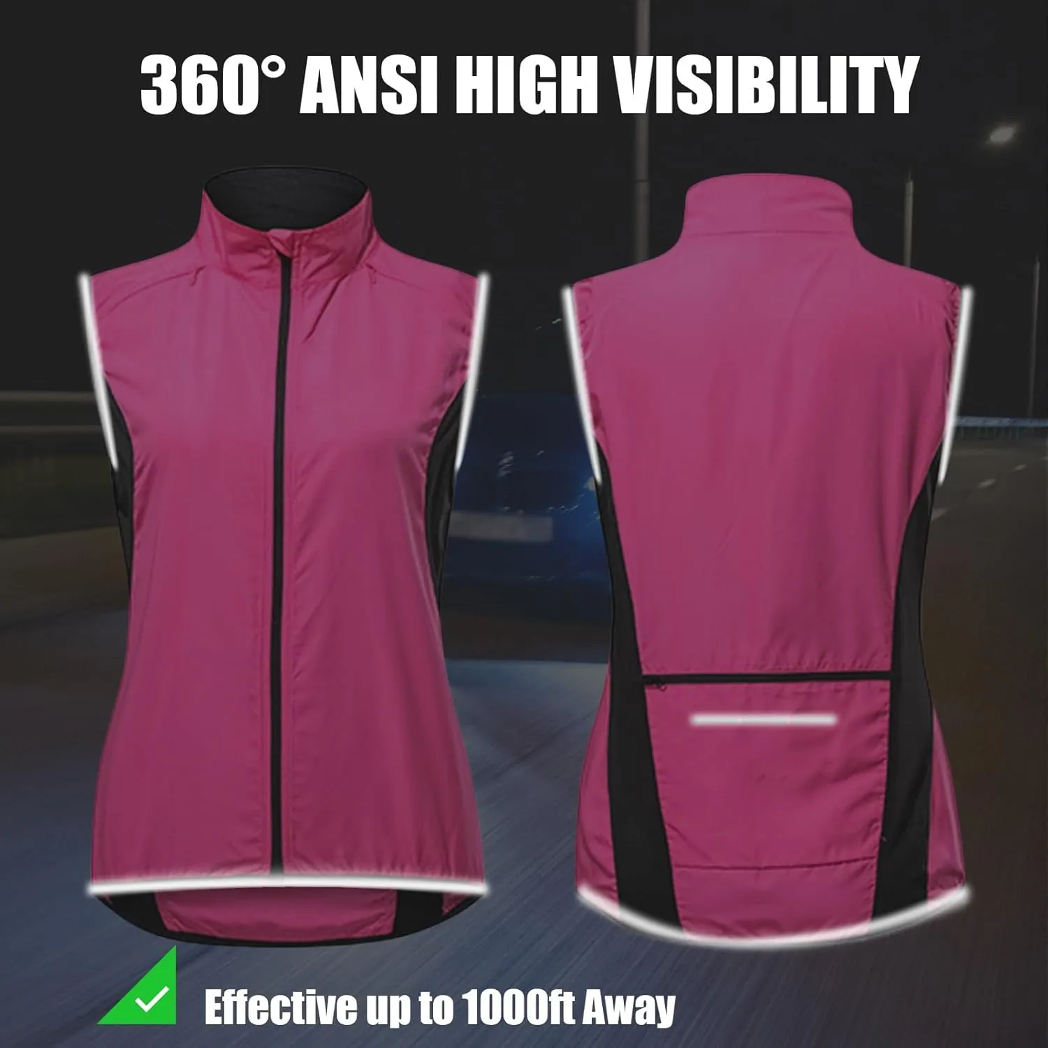 Womens Cycling Running Vest, Sleeveless Windbreakers Windproof Breathable For Cycling Running Hiking Travel