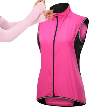 Womens Cycling Running Vest, Sleeveless Windbreakers Windproof Breathable For Cycling Running Hiking Travel