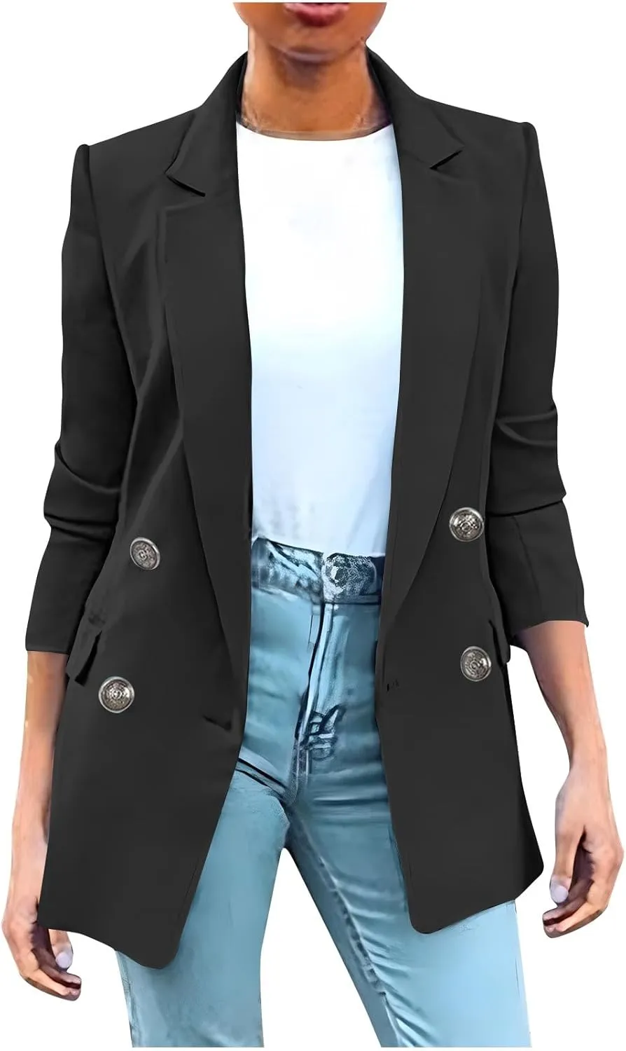 Women's Fall Casual Blazers Business Outfits Long Sleeve Notch Lapel Trendy Work Suit Office Blazer Jackets Outerwear