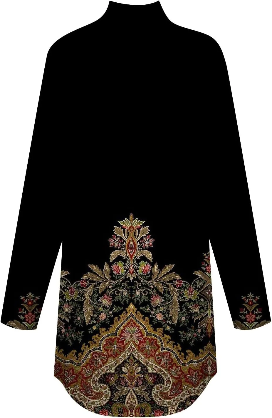 Womens Fall Tops Printing Long Sleeve Sweatshirts Turtleneck Vintage Pullover Tunic Y2k Shirt Fashion Casual Blouses