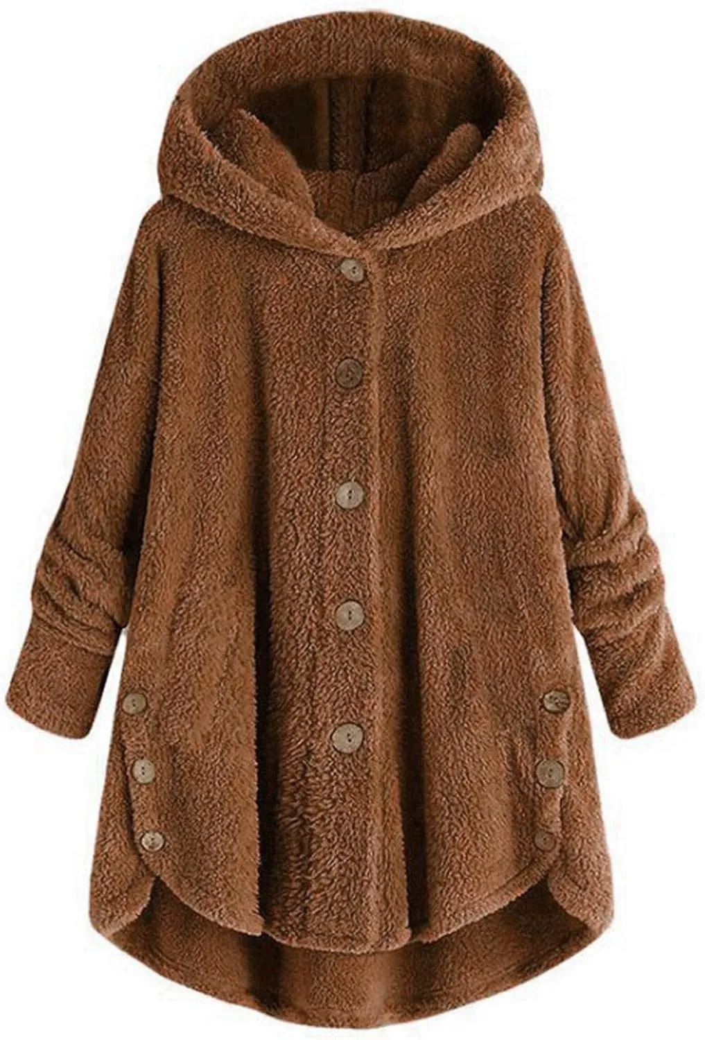 Womens Fleece Jackets Winter Hooded Coats 2024 Oversized Button Down Cardigan Sweater Warm Jacket with Pockets