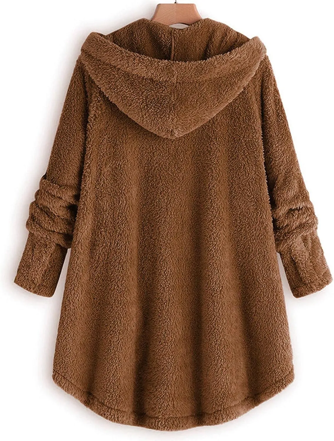 Womens Fleece Jackets Winter Hooded Coats 2024 Oversized Button Down Cardigan Sweater Warm Jacket with Pockets