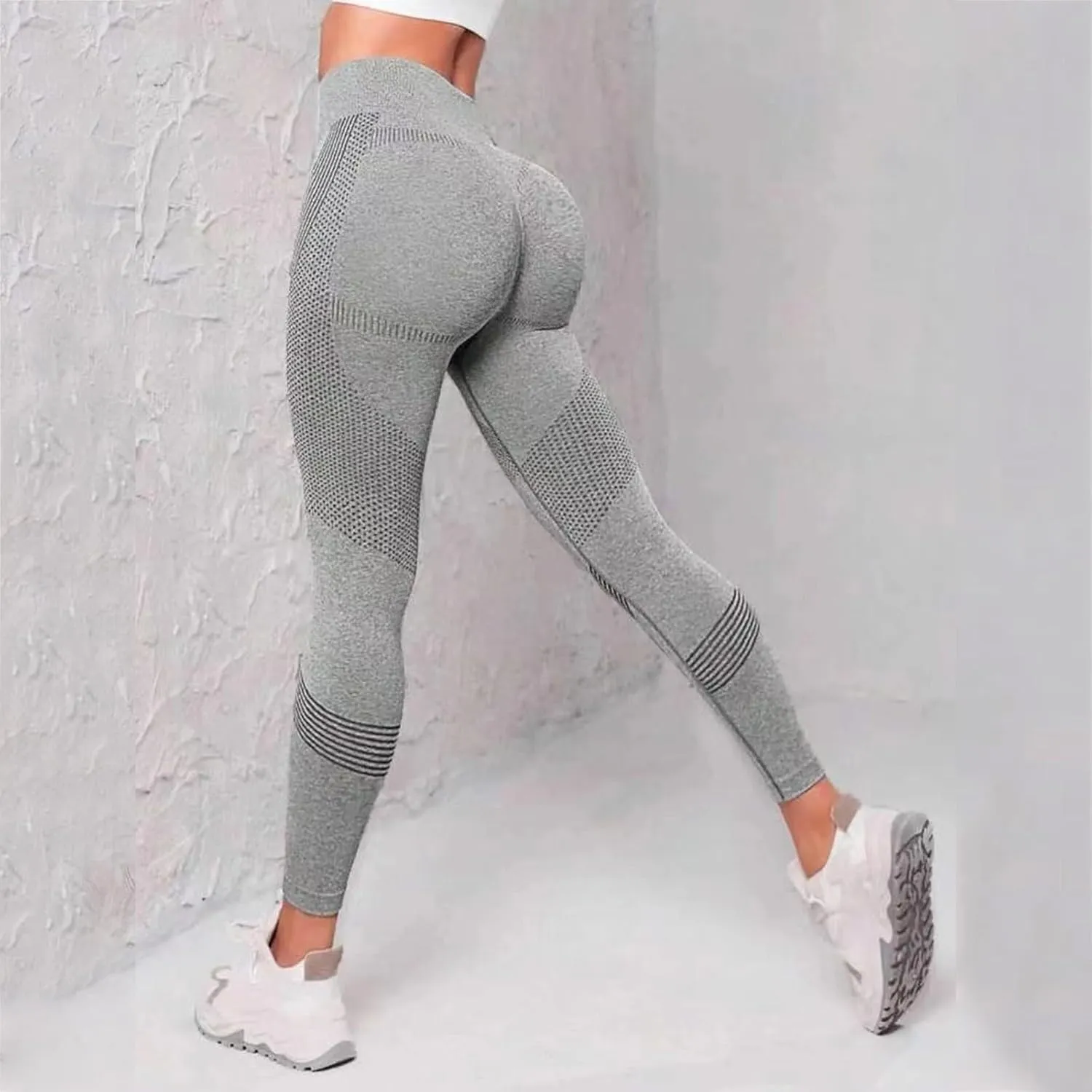 Womens High Waist Yoga Pants Smile Contour Tummy Control Slimming Booty Leggings Workout Running Butt Lift Tights