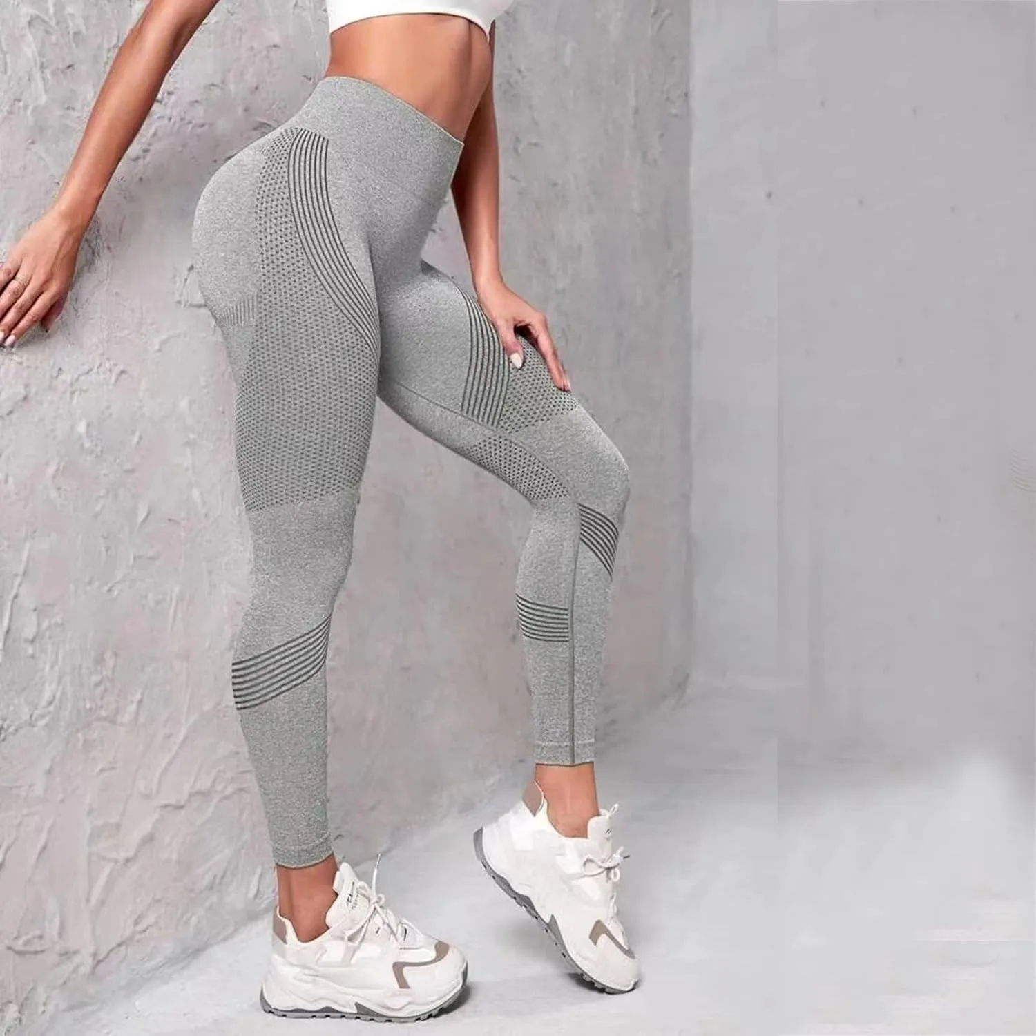 Womens High Waist Yoga Pants Smile Contour Tummy Control Slimming Booty Leggings Workout Running Butt Lift Tights