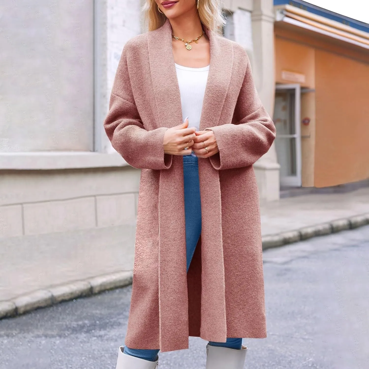 Womens Long Cardigan Sweaters Chunky Open Front Oversized Slouchy Knit Fall Trendy Coatigan Jackets