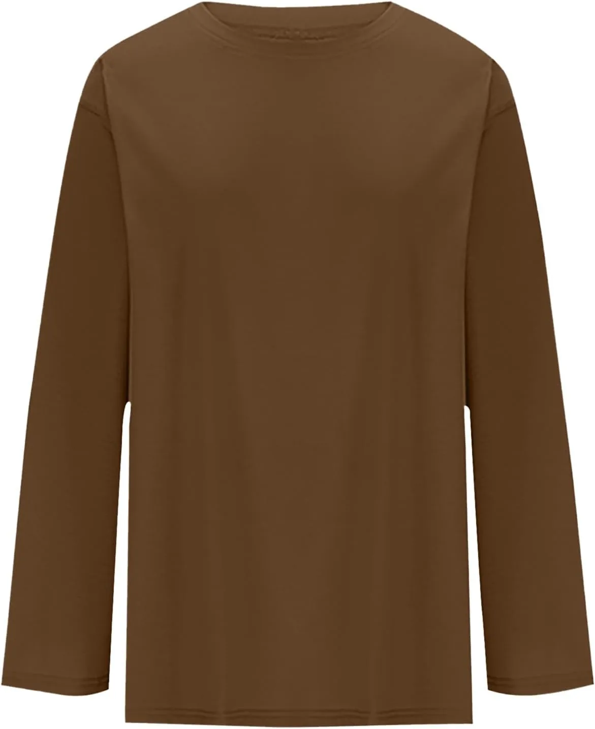 Womens Long Sleeve Shirts Oversized Crew Neck T-Shirt Drop Shoulder Casual Loose Fit Tops Fashion Trendy Outfits
