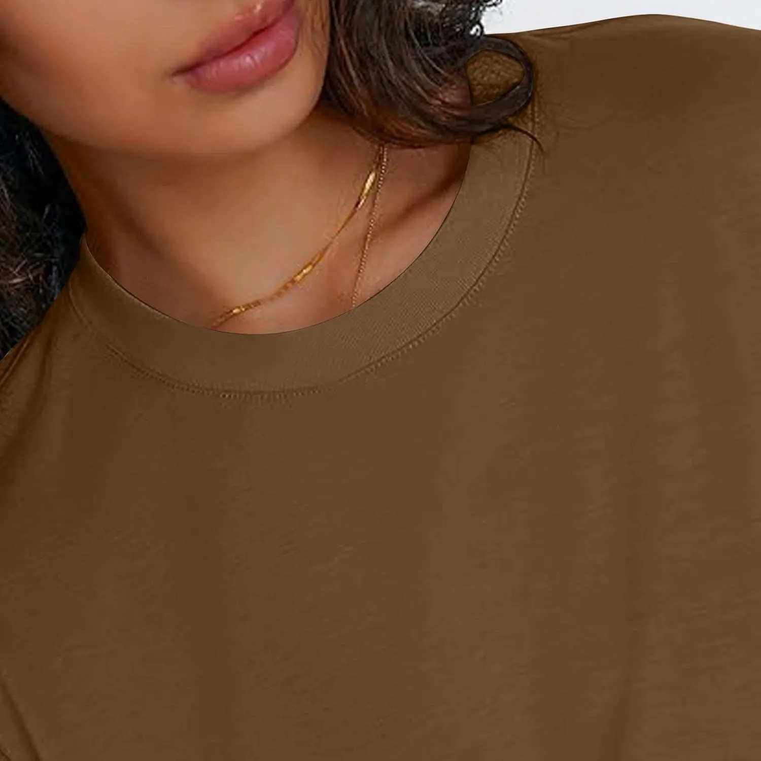 Womens Long Sleeve Shirts Oversized Crew Neck T-Shirt Drop Shoulder Casual Loose Fit Tops Fashion Trendy Outfits