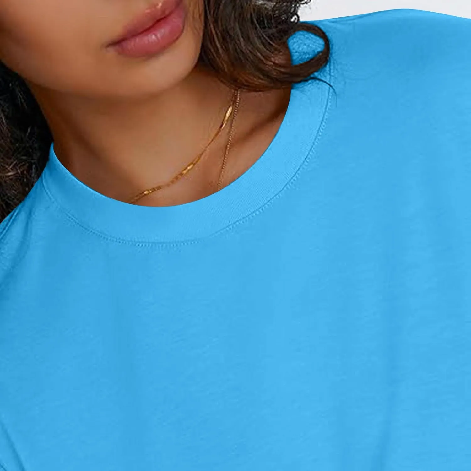 Womens Long Sleeve Shirts Oversized Crew Neck T-Shirt Drop Shoulder Casual Loose Fit Tops Fashion Trendy Outfits
