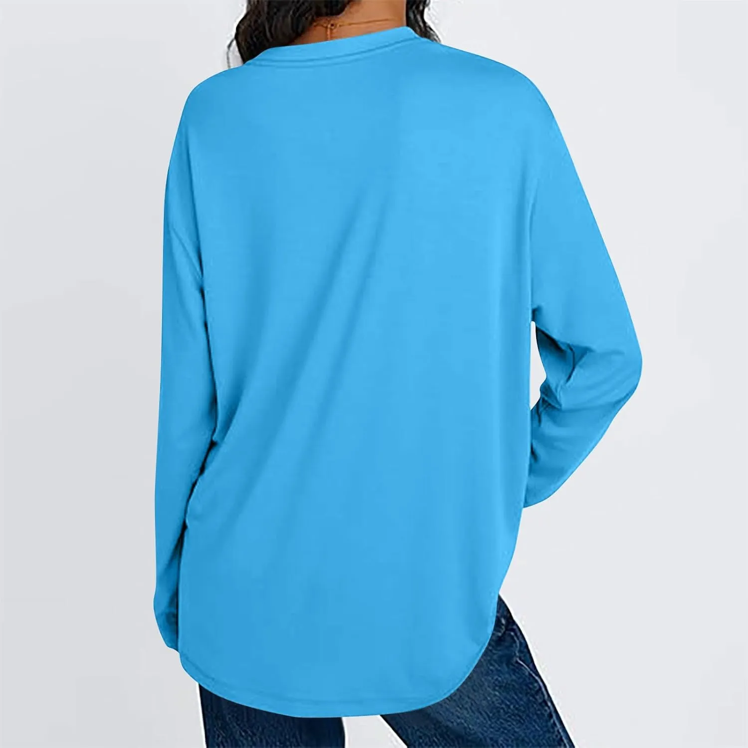 Womens Long Sleeve Shirts Oversized Crew Neck T-Shirt Drop Shoulder Casual Loose Fit Tops Fashion Trendy Outfits